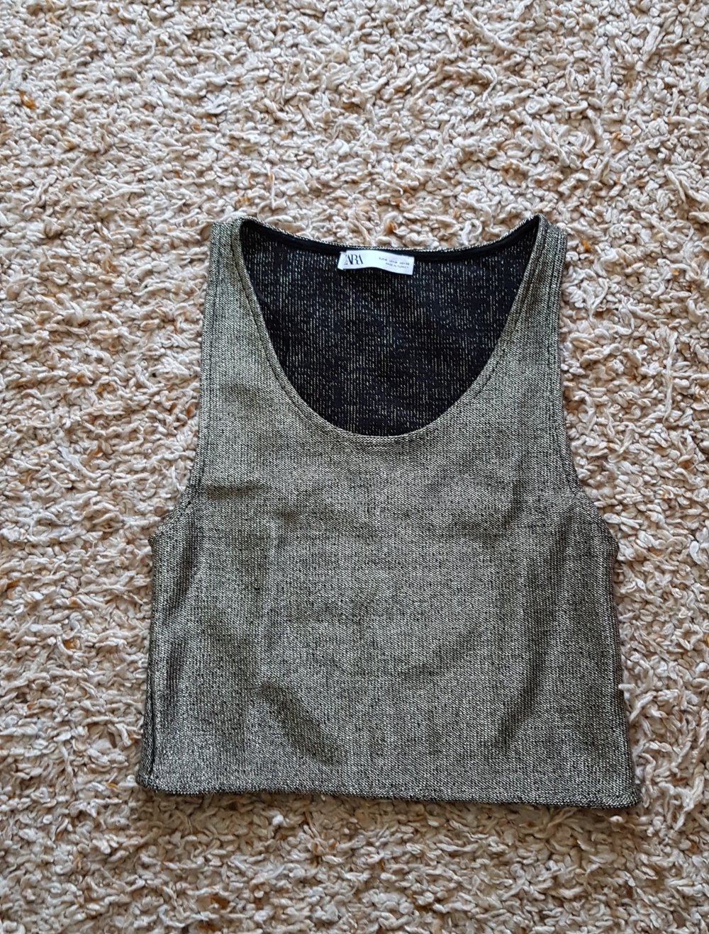 Neu! Zara Croptop Partytop Silber Schwarz Gr.M