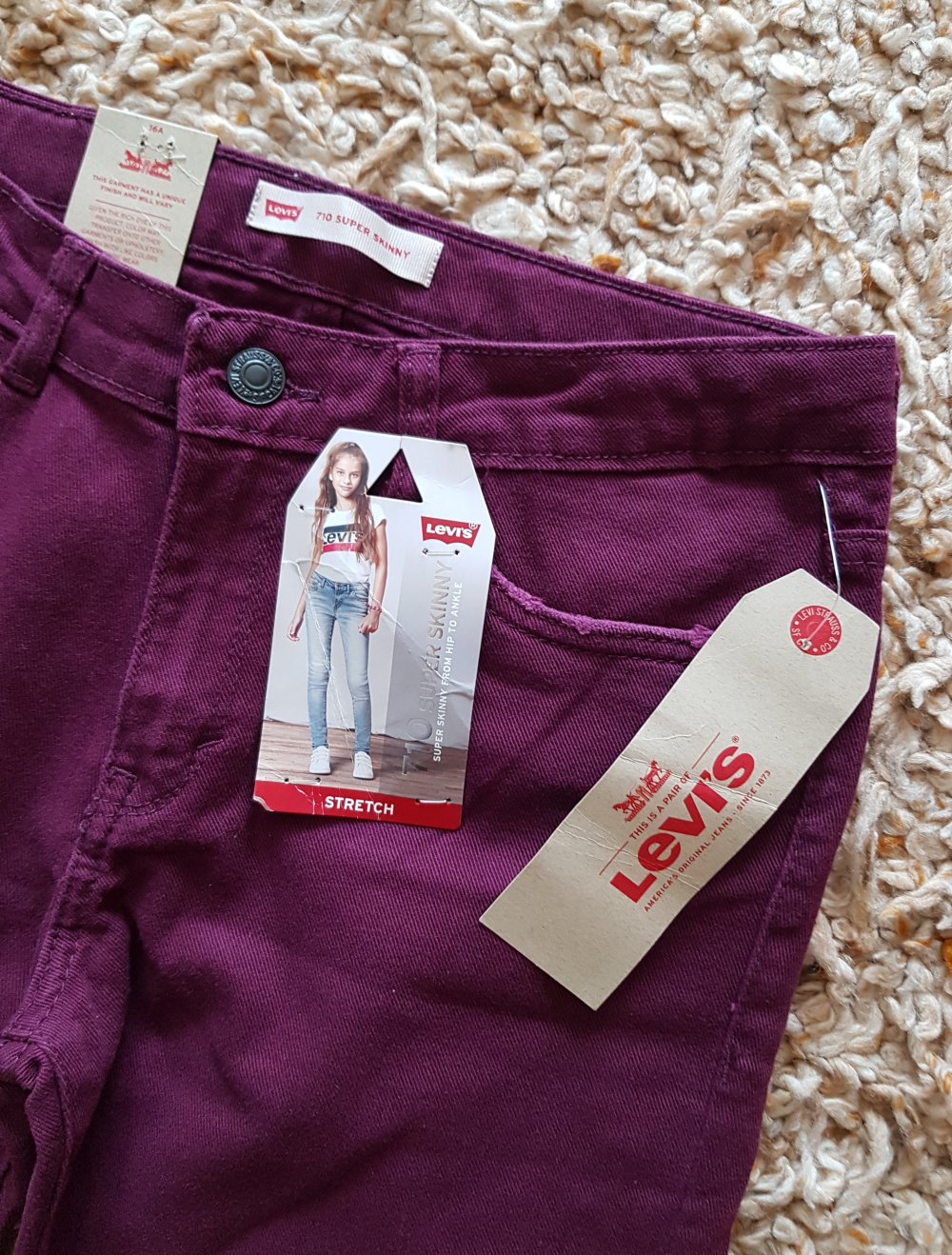 Neu! Levi's 710 Skinny Jeans Stretch burgunderrot 164cm/16J