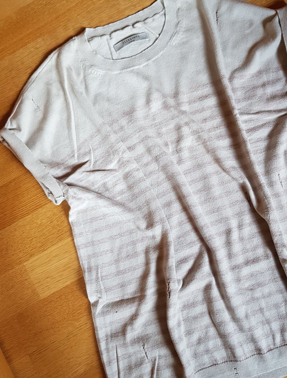 All Saints Shirt Pulunder Weste Used Look creme beige Streifen Gr.L