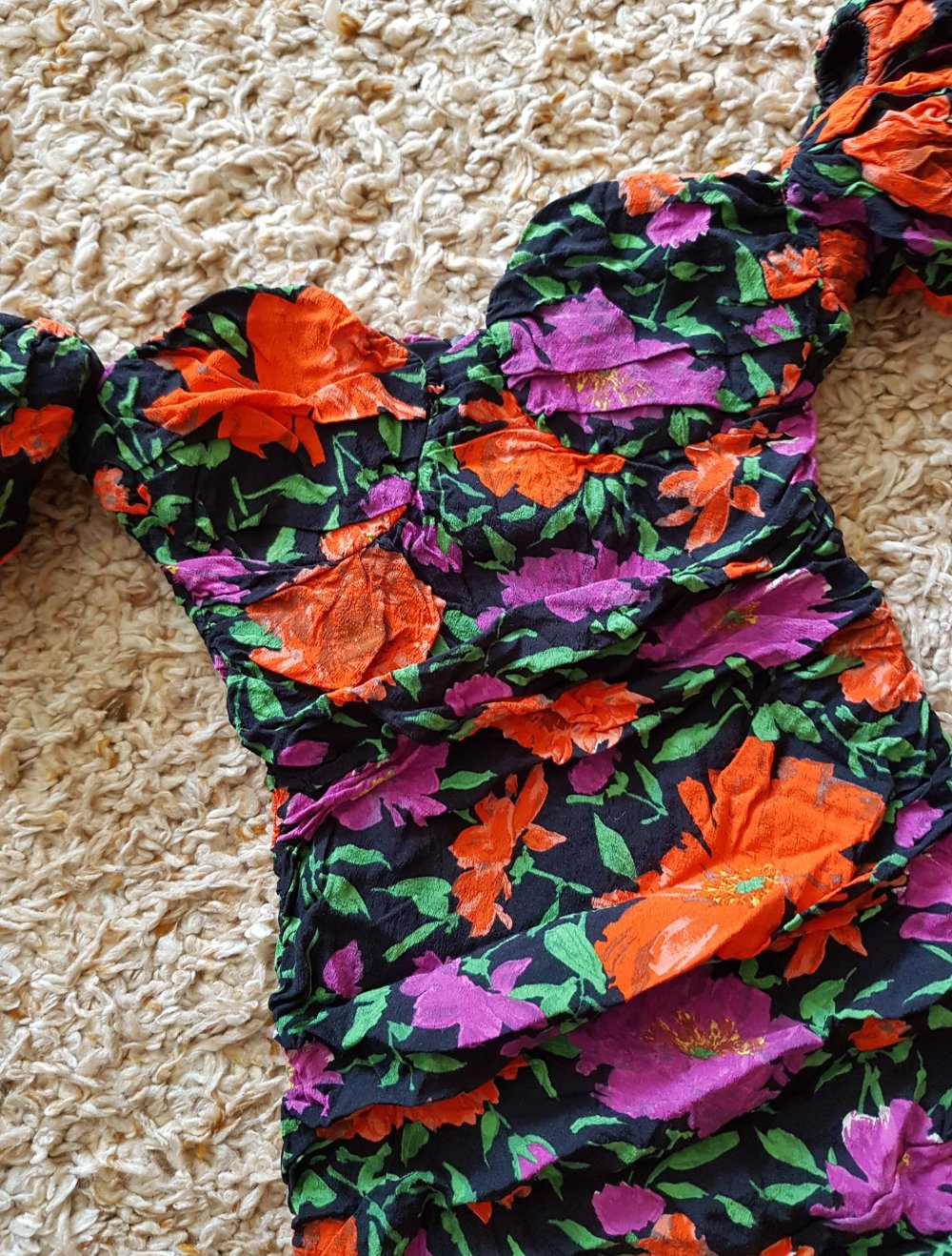 Zara gerafftes Sommerkleid Blumen  bunt Gr.XS