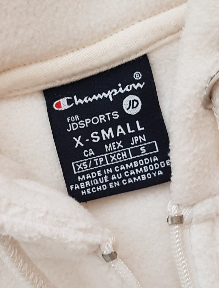 Champion  Fleece Jacke Hoodie Kapuzenhoodie Zipper oversized cremeweiß  weiß Gr.XS neu