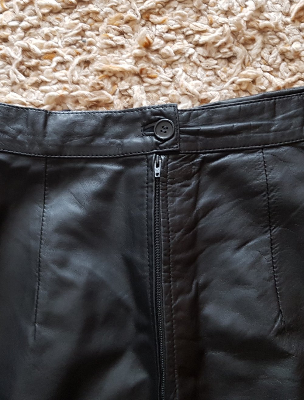 Vintage Echt Leder Rock Highwaist schwarz Gr.XS