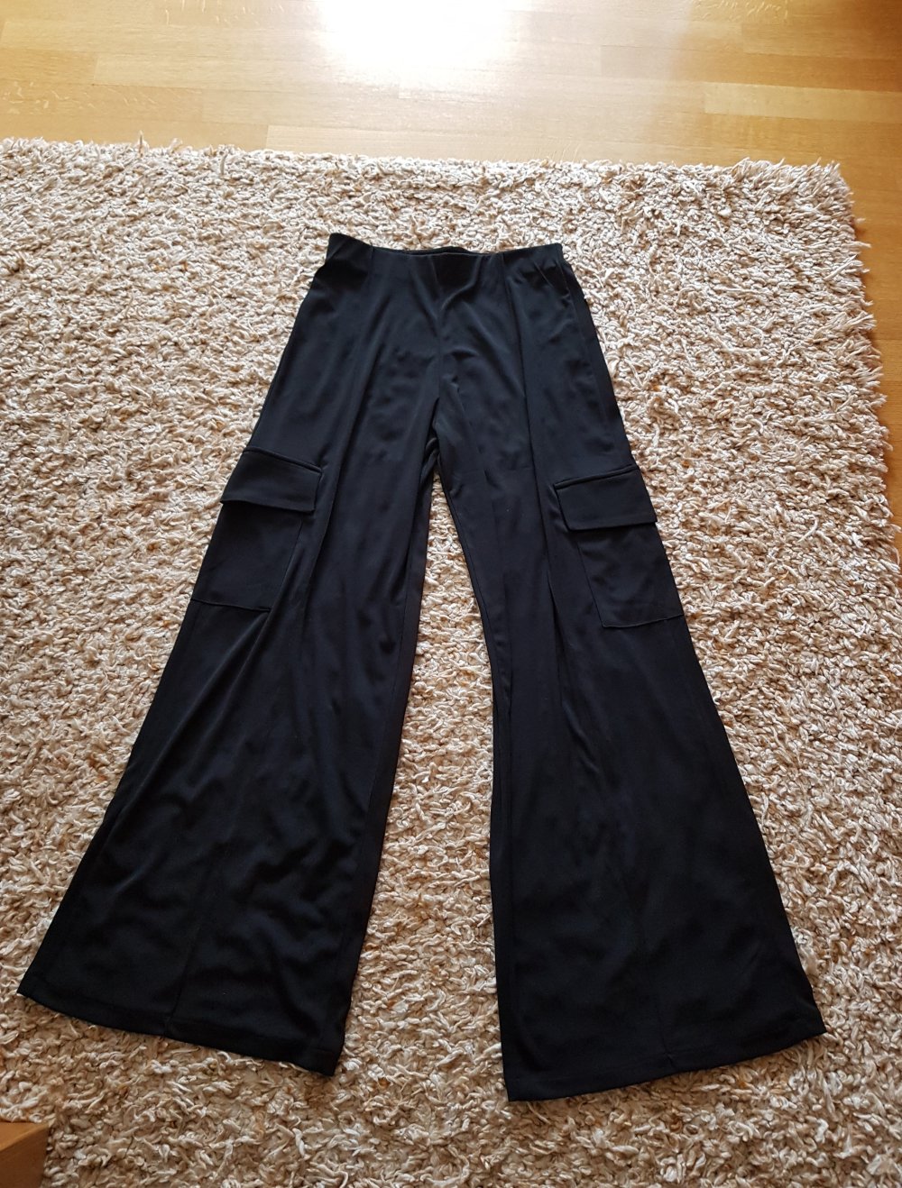 Zara Schwarze Wide Leg Cargo Hose Pull On Gr.S