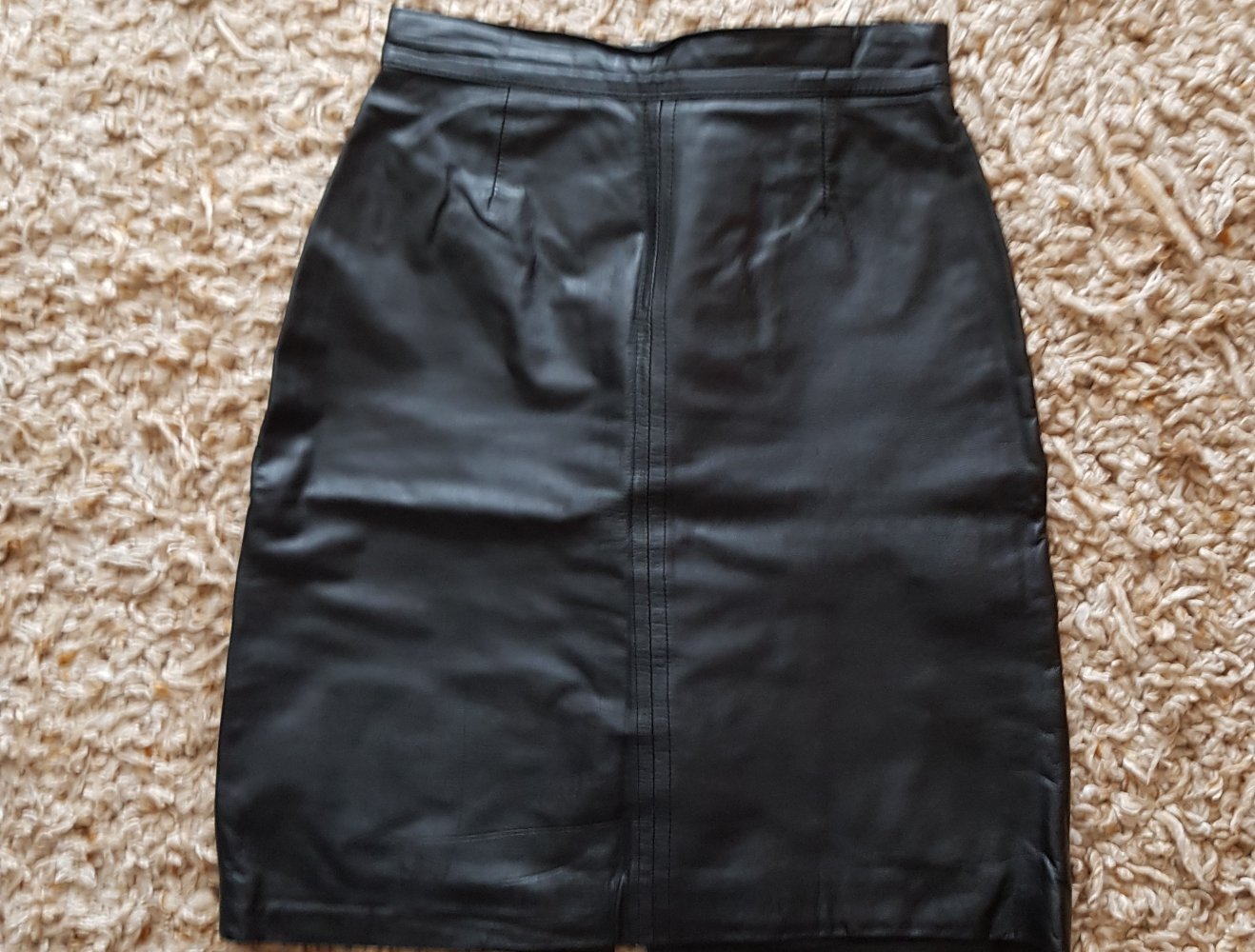 Vintage Echt Leder Rock Highwaist schwarz Gr.XS