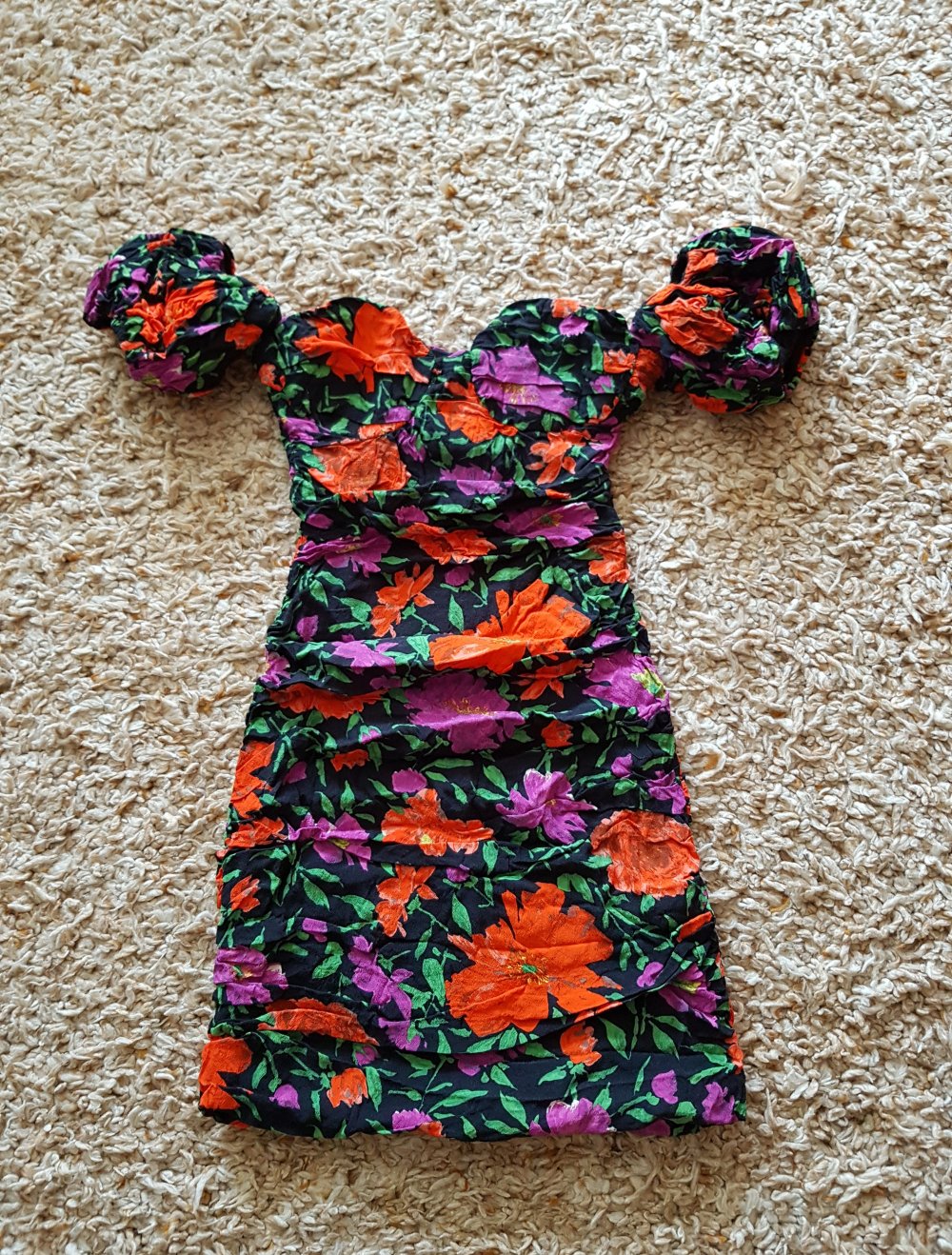 Zara gerafftes Sommerkleid Blumen  bunt Gr.XS
