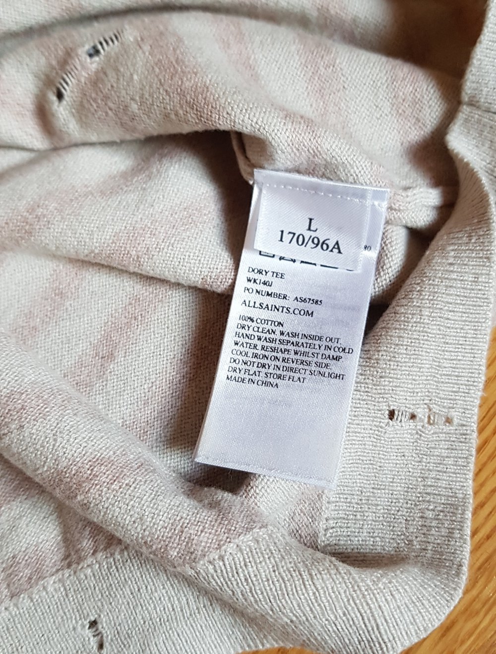 All Saints Shirt Pulunder Weste Used Look creme beige Streifen Gr.L