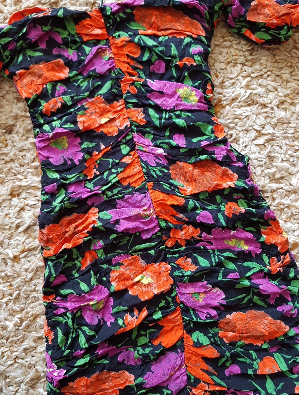 Zara gerafftes Sommerkleid Blumen  bunt Gr.XS