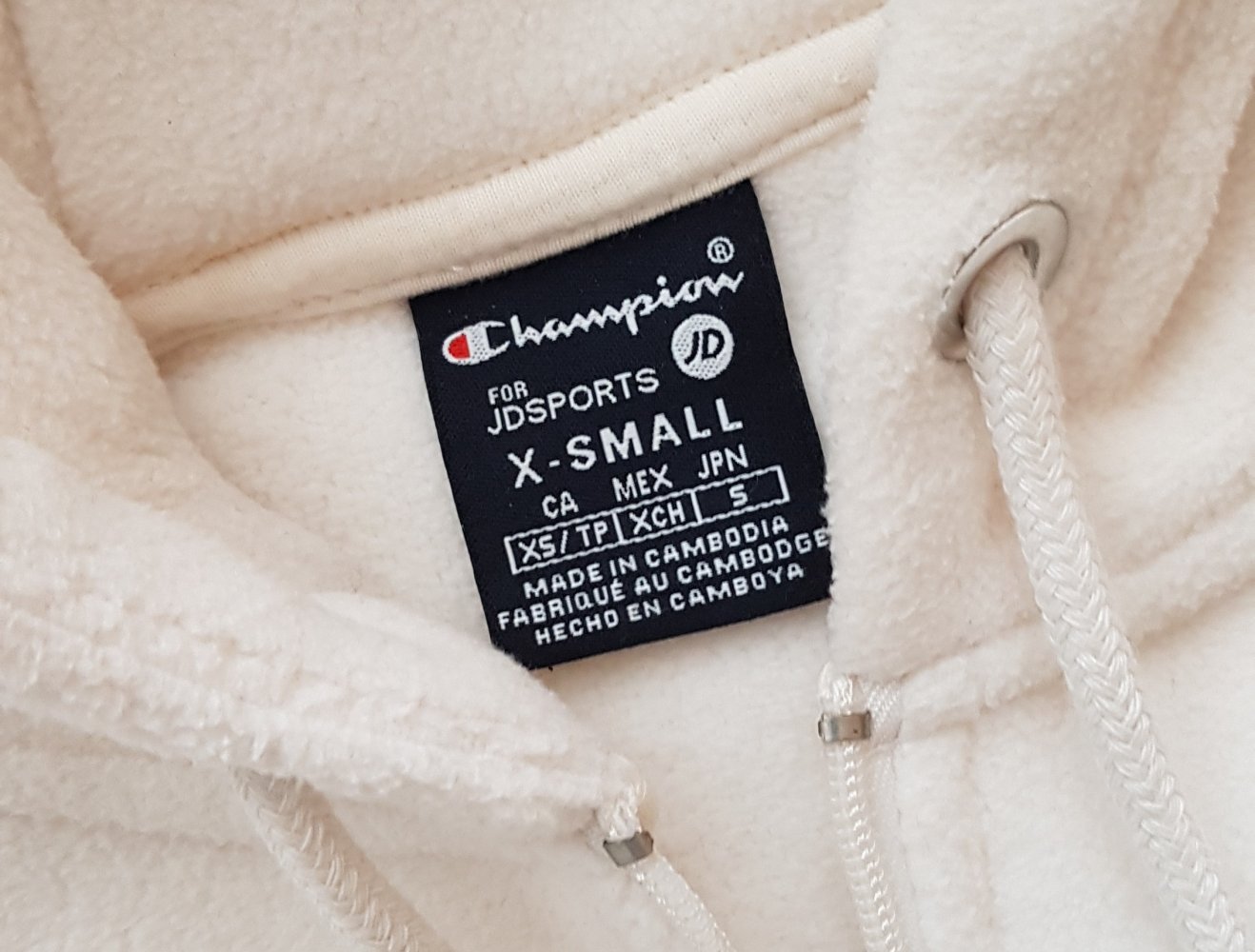 Champion  Fleece Jacke Hoodie Kapuzenhoodie Zipper oversized cremeweiß  weiß Gr.XS neu