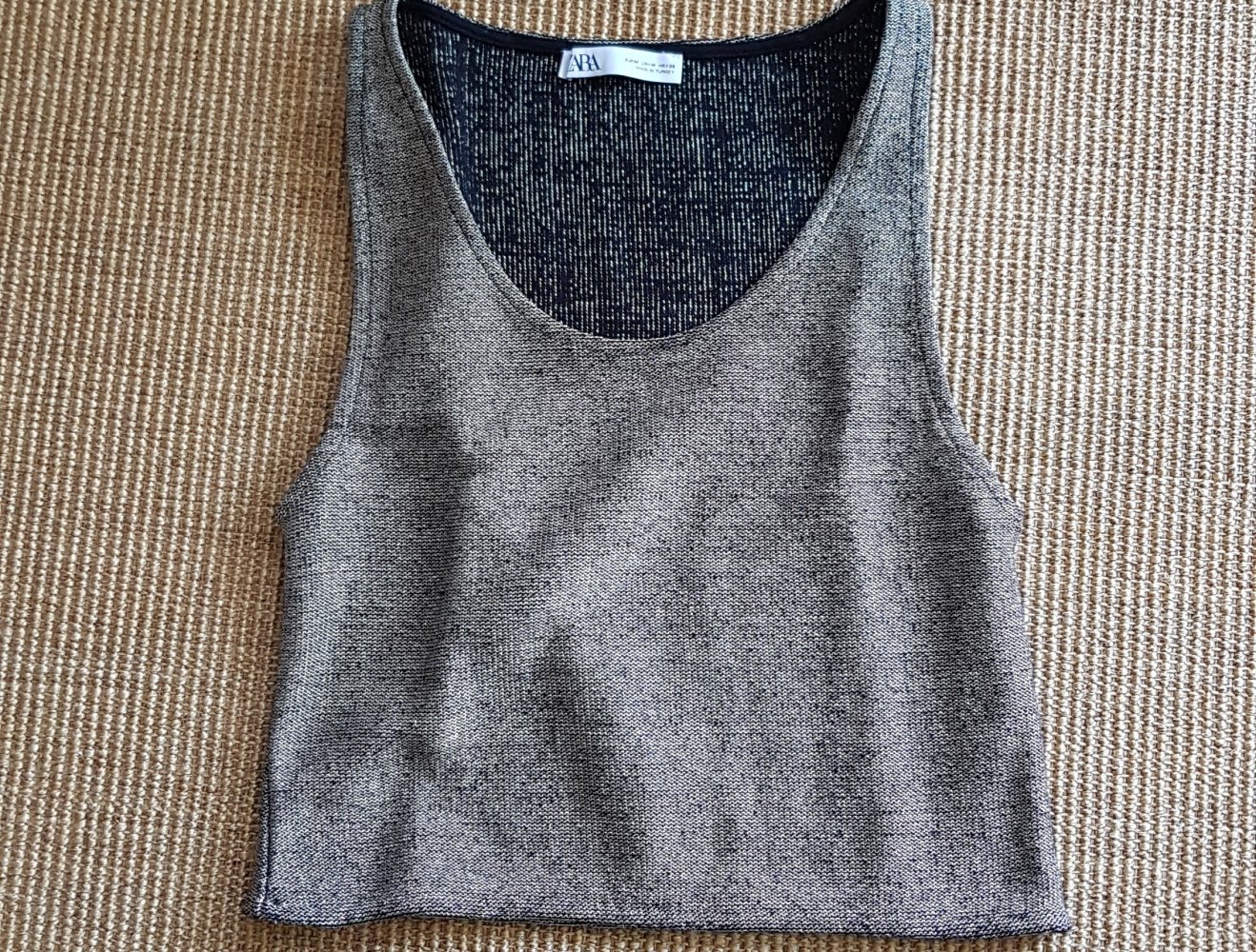 Neu! Zara Croptop Partytop Silber Schwarz Gr.M