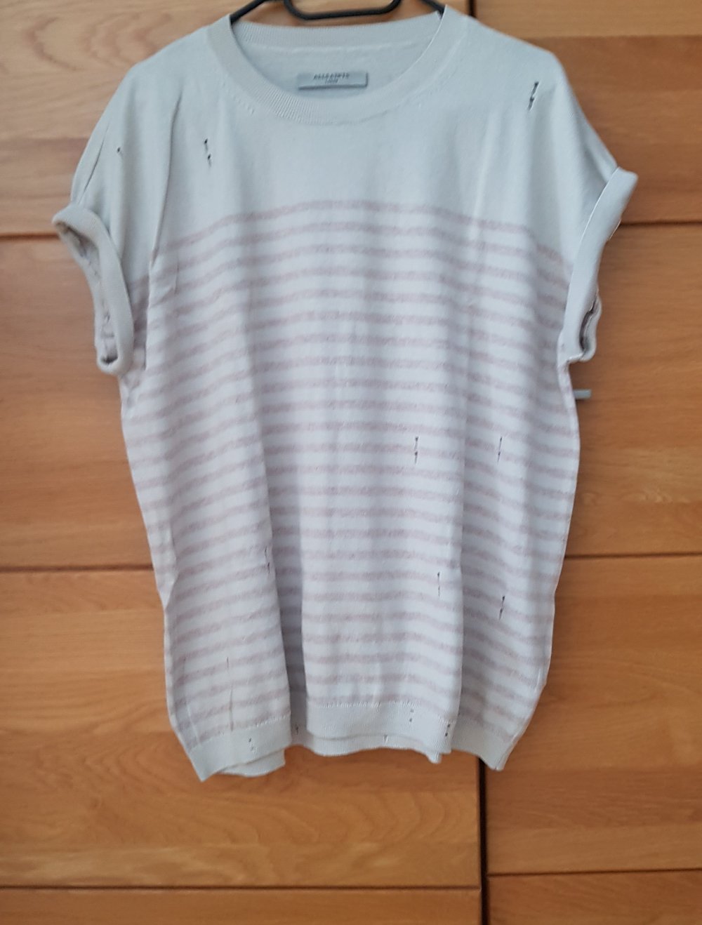 All Saints Shirt Pulunder Weste Used Look creme beige Streifen Gr.L
