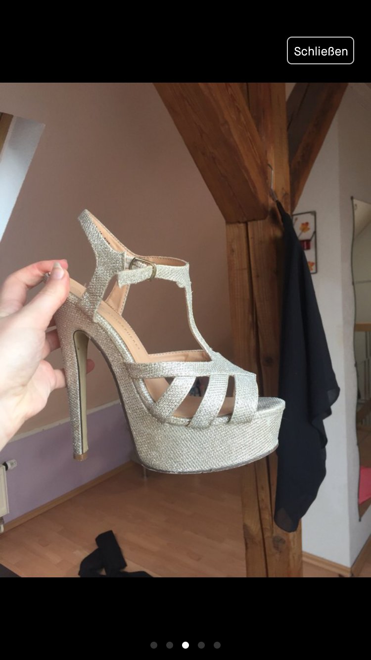 gold glitzer eyecatcher high heels plateau