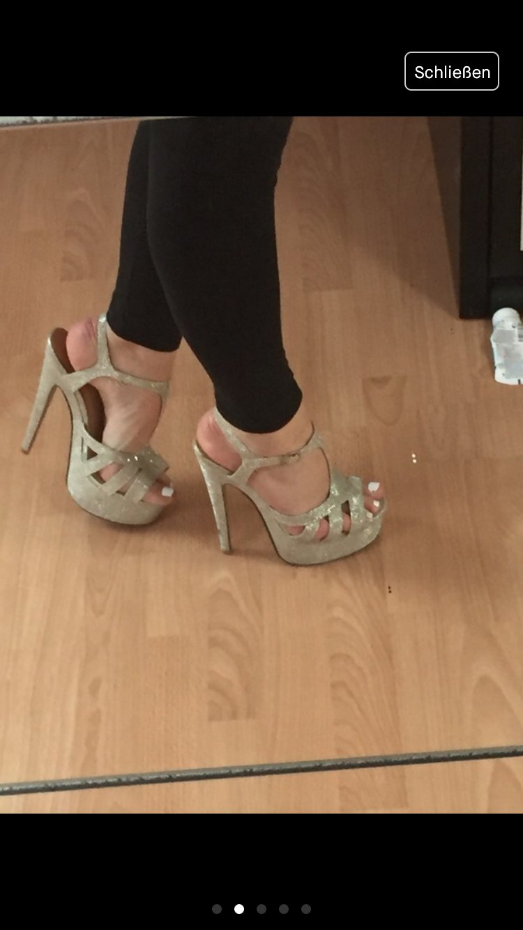 gold glitzer eyecatcher high heels plateau