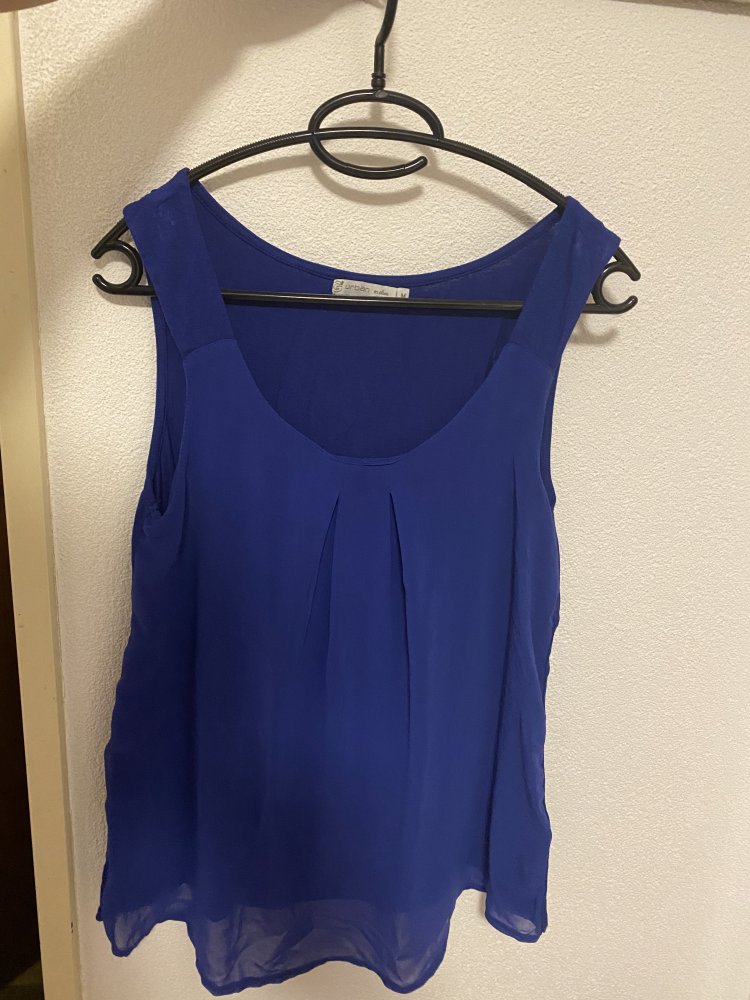 Blaue ärmellose Bluse