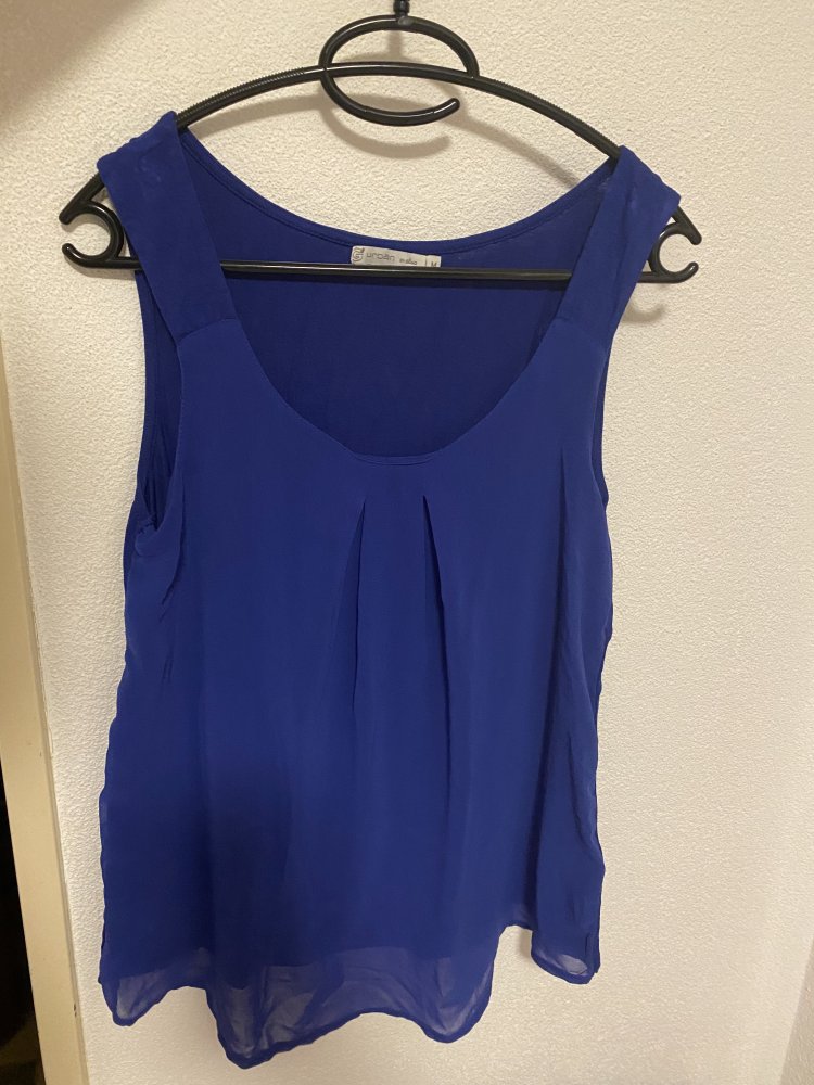 Blaue ärmellose Bluse