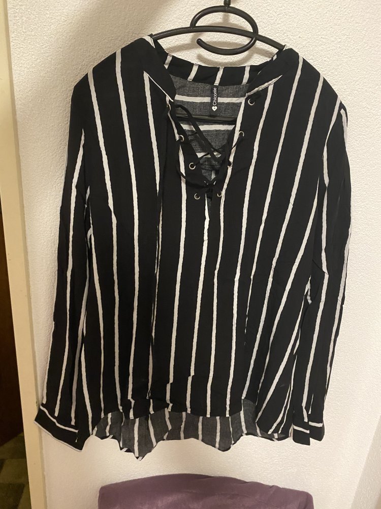 Gestreifte Bluse schwarz/weiss