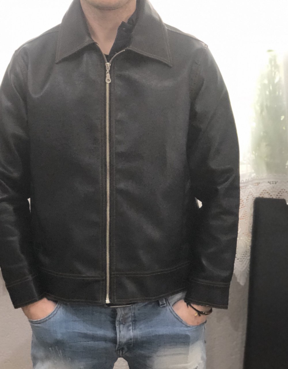 Kunstleder jacke schwarz