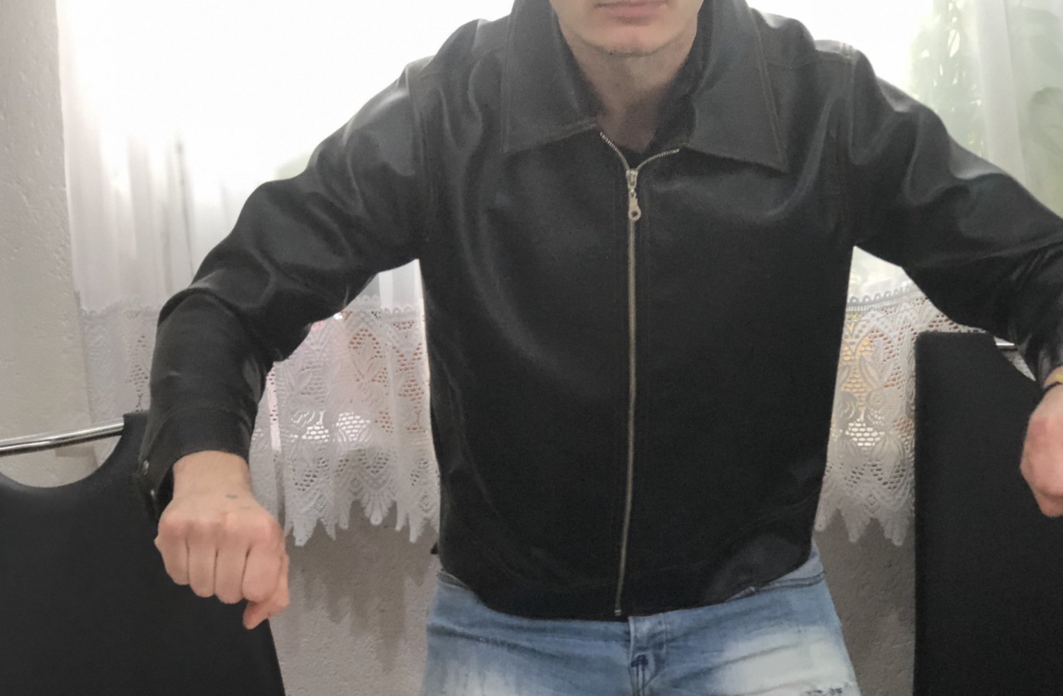 Kunstleder jacke schwarz