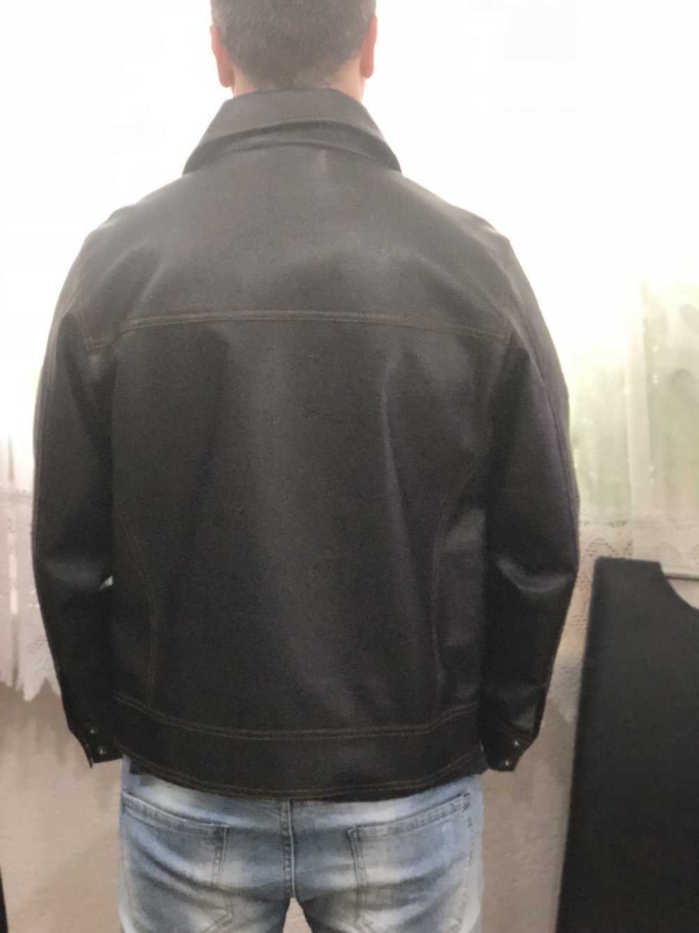 Kunstleder jacke schwarz
