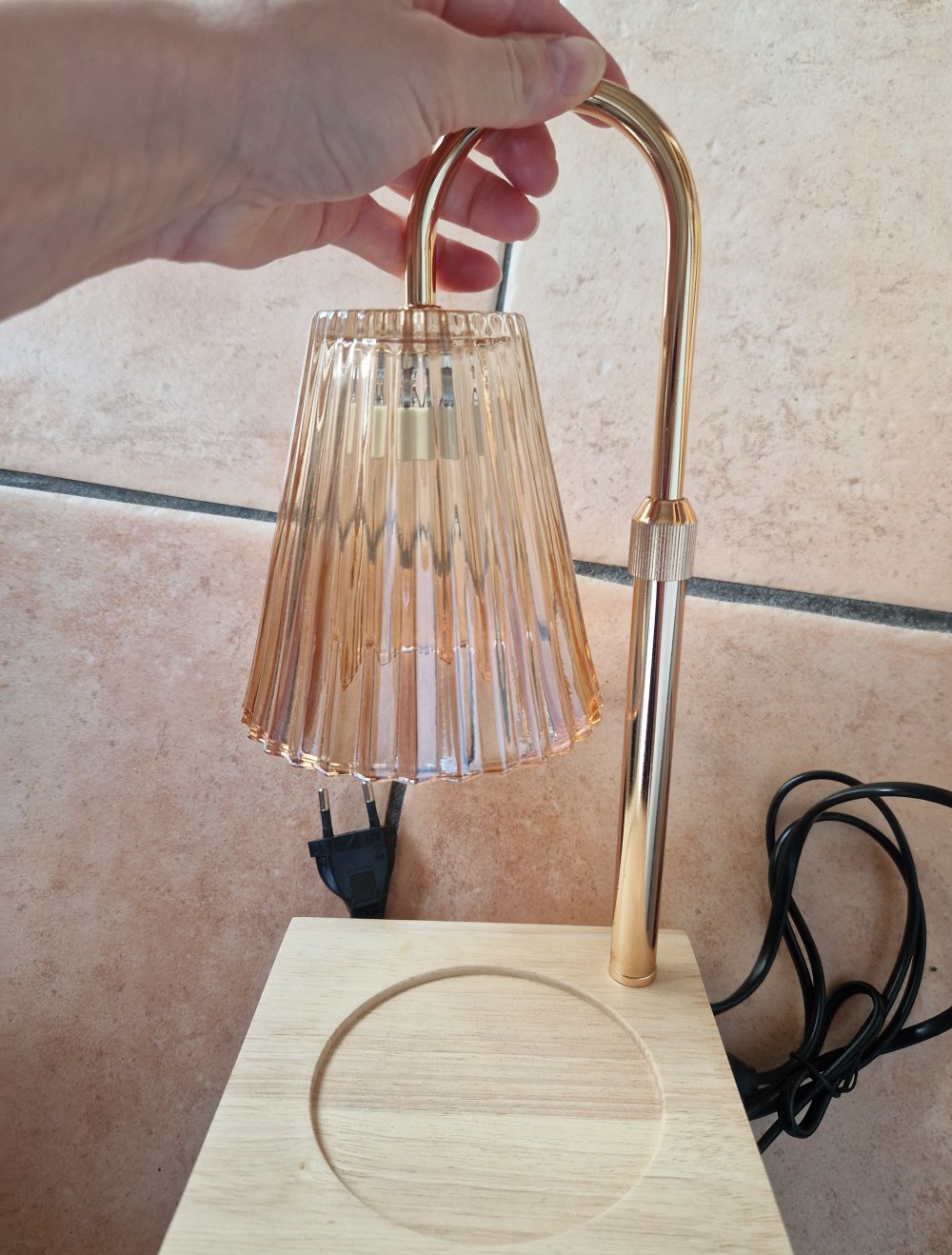 kerzenlampe kerzenwärmer lampe beige gold Neu