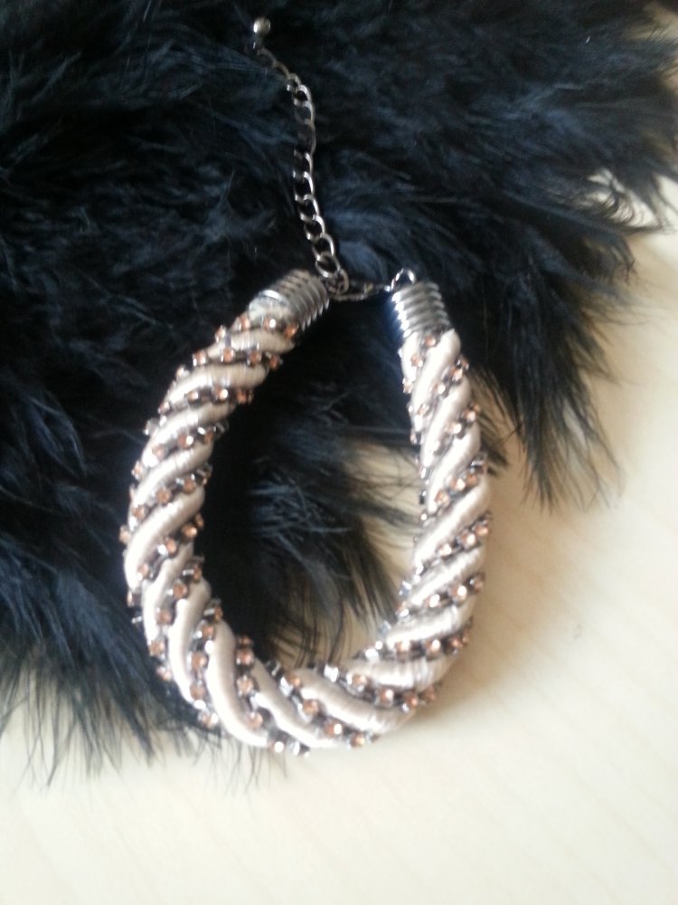 Kordelarmband Metallic Taupe Strass