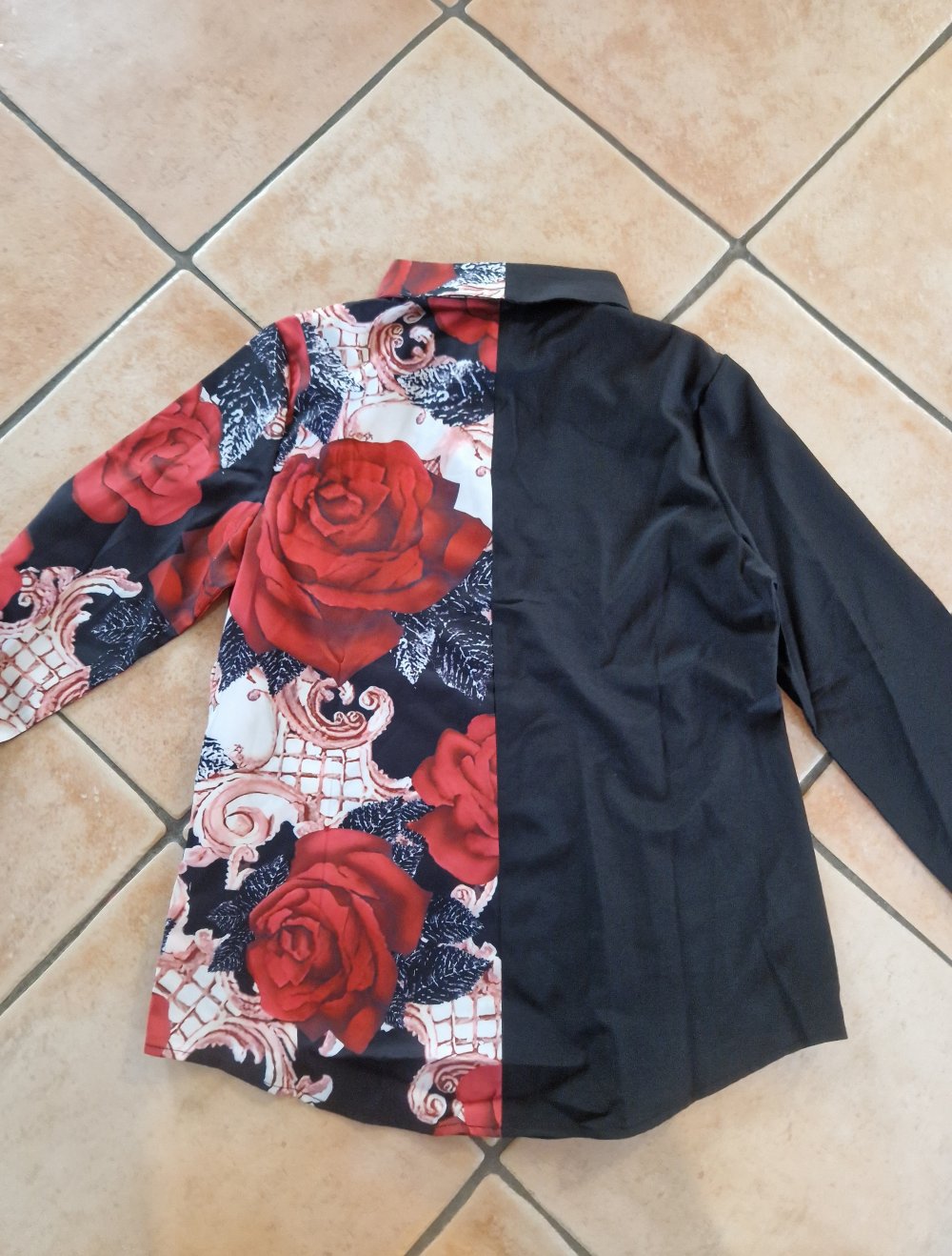 Vintage Bluse Rosen ausgefallen S