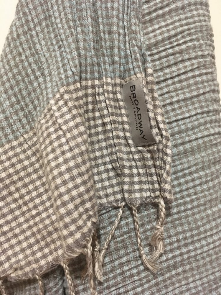 Tuch Halstuch kariert helltürkis mit Fransen