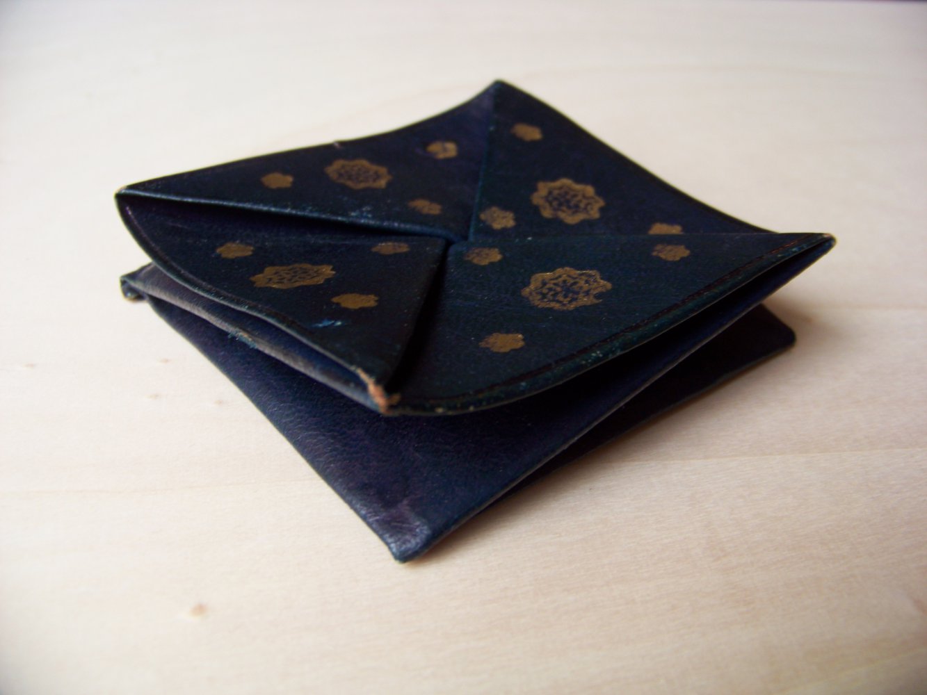 Falt-Portemonnaie 4x4 cm Geldbörse aus Leder