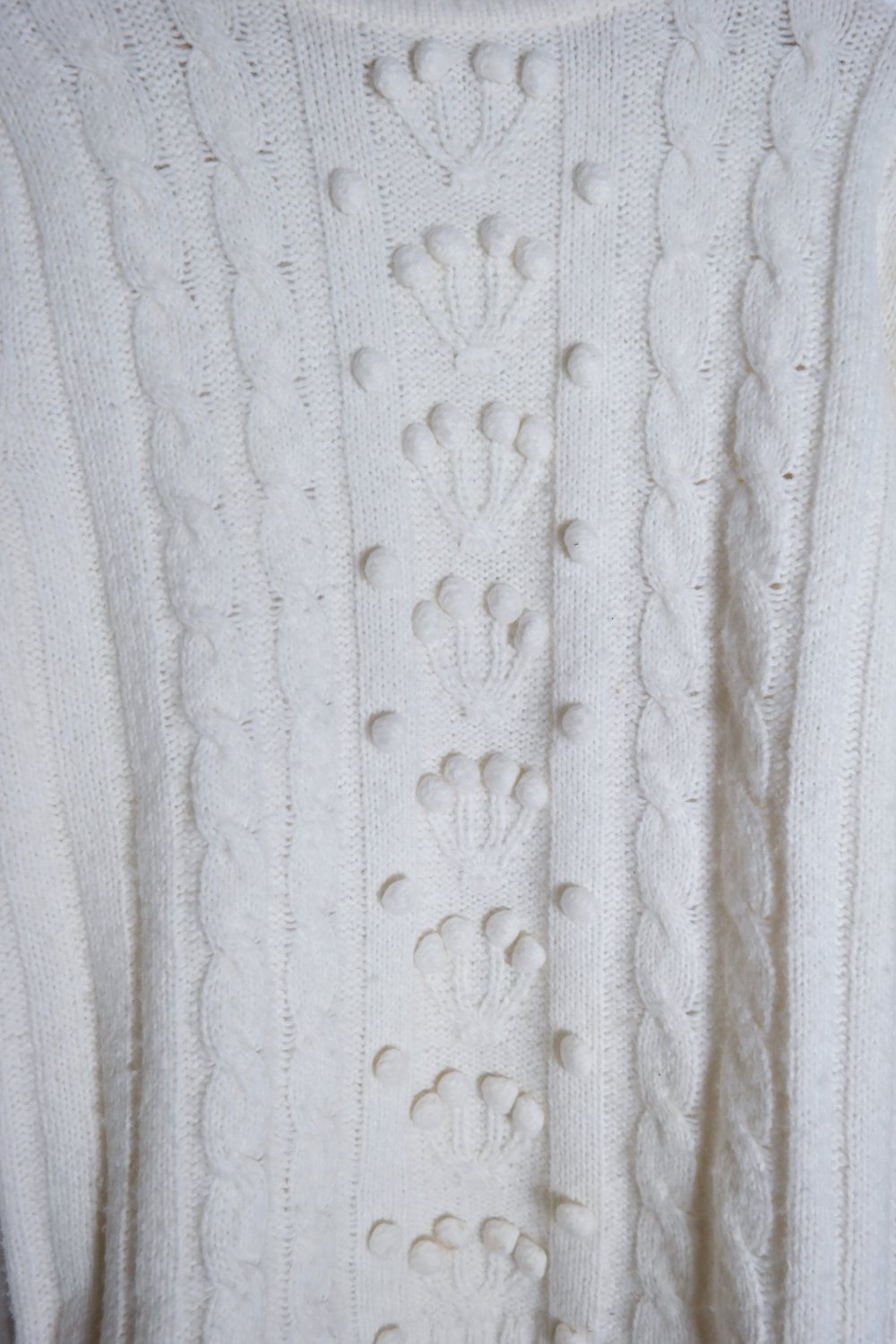 Strickpullover Muster Wollpullover weiß creme S 36 M 38 Folklore Wolle