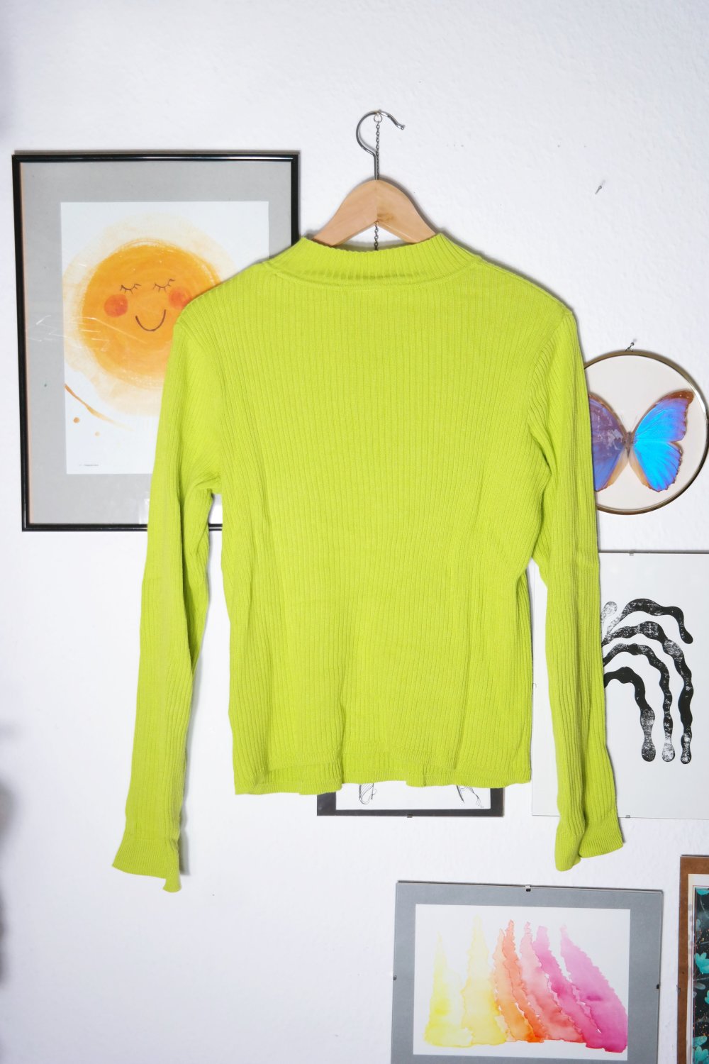 Rollkragenpullover grün hellgrün Stretch Rippstoff M 38 Rolli Pullover