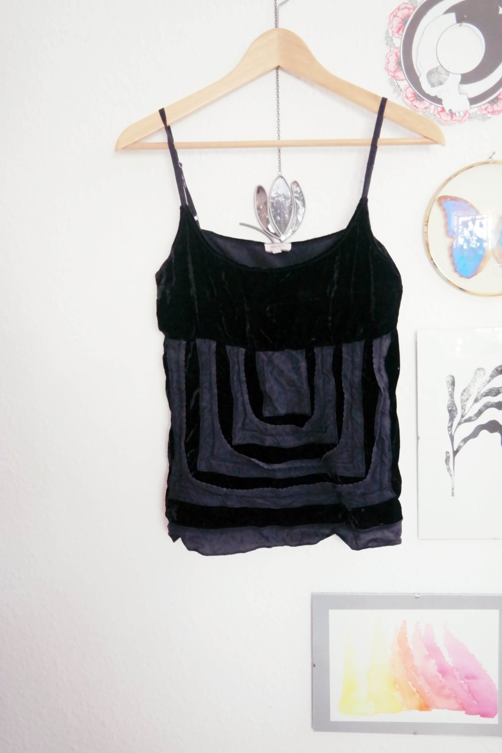 NoaNoa Top Spaghettitop Noa Noa Samt Samttop verstellbar schwarz Pannesamt S 36 M 38