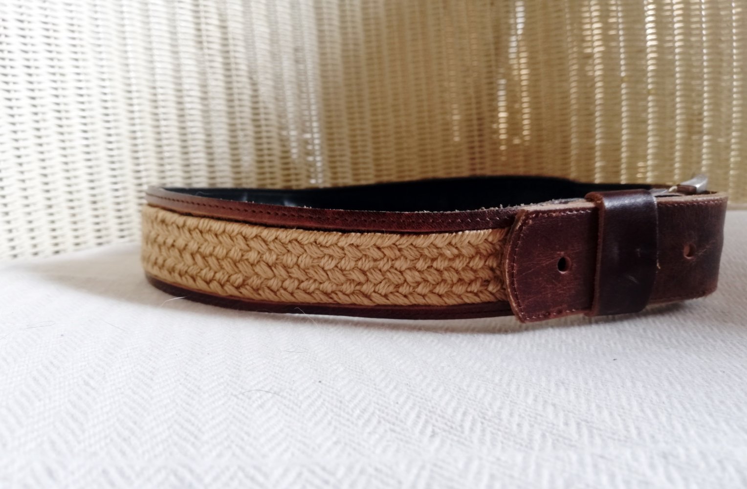 Vintage Echtleder Gürtel Ledergürtel Geflochten rotbraun rehbraun 78 cm
