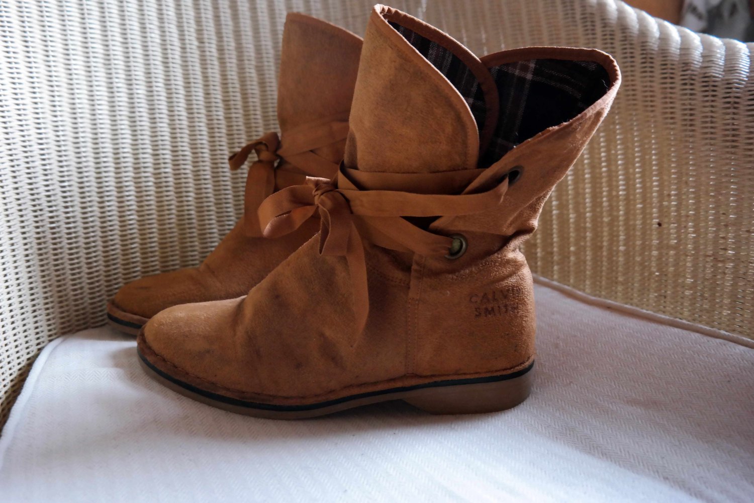 Stiefel Boots Emu Schleife braun hellbraun Teddy Wildleder Look Stiefeletten 39