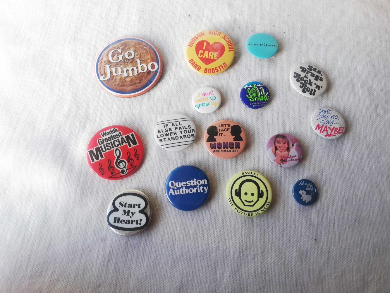 Original Vintage Anstecker Pin Badge Button Brosche 70er 80er USA Amerika Sprüche Feminismus 