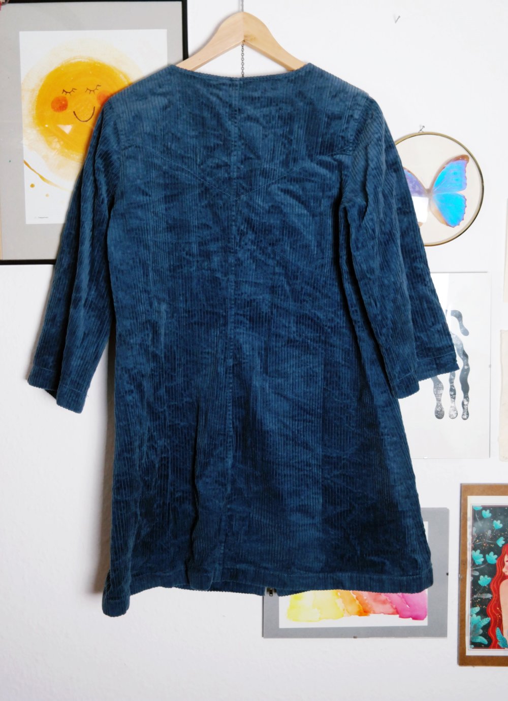 Gudrun Sjöden Cord Minikleid Cordkleid dunkelblau Reißverschluss Baumwolle Tunika M L 38 40