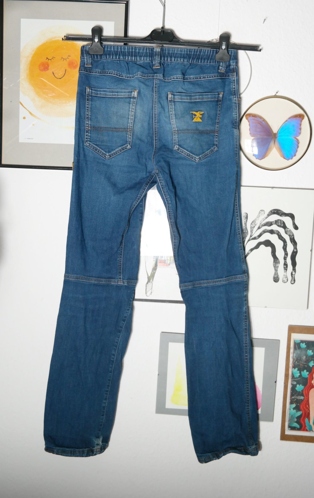 Simond Boulderhose Jeans stretchig dunkelblau Sporthose Kletterhose S M 36 38