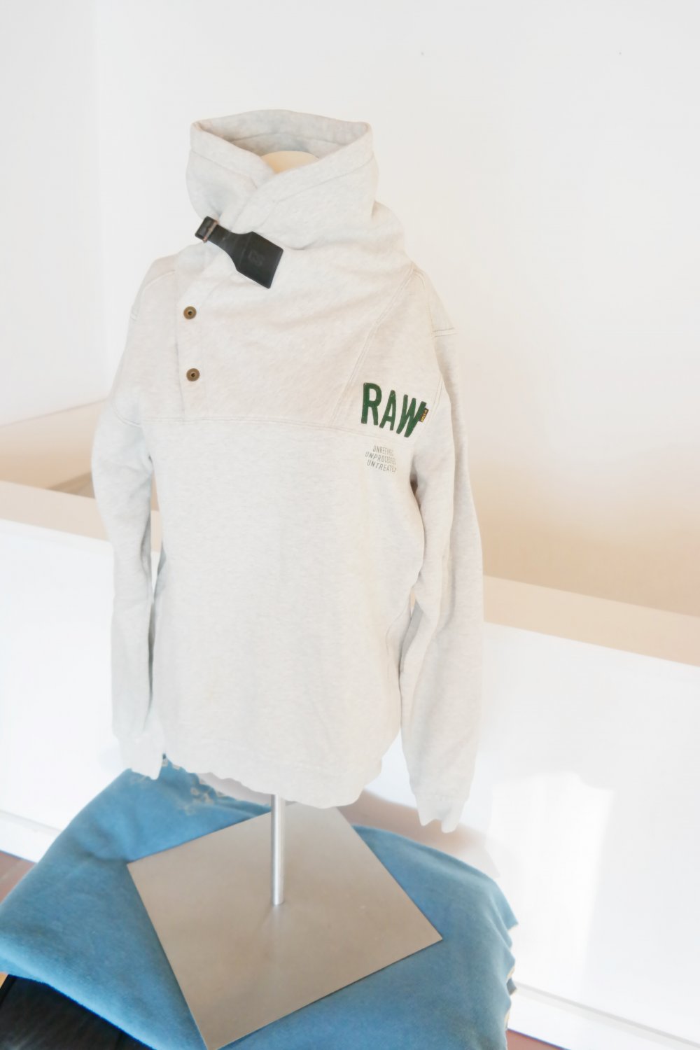 G-Star Raw Pullover Sweatshirt grau Kragen Faltkragen M Stehkragen