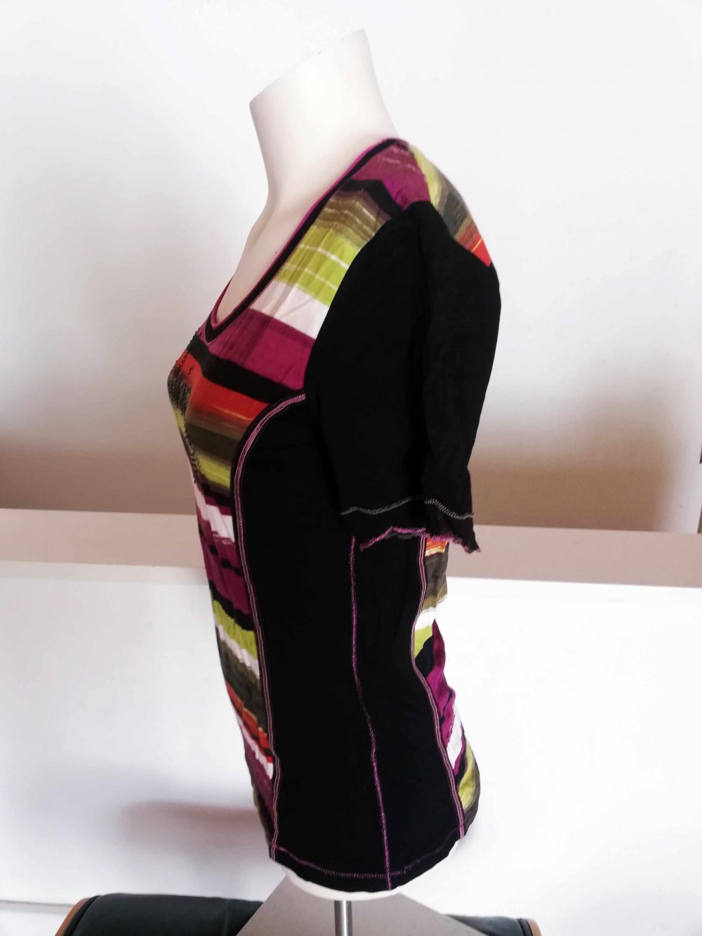 Biba Shirt Kurzarm bunt Streifen gestreift African Spirit S 36 M 38