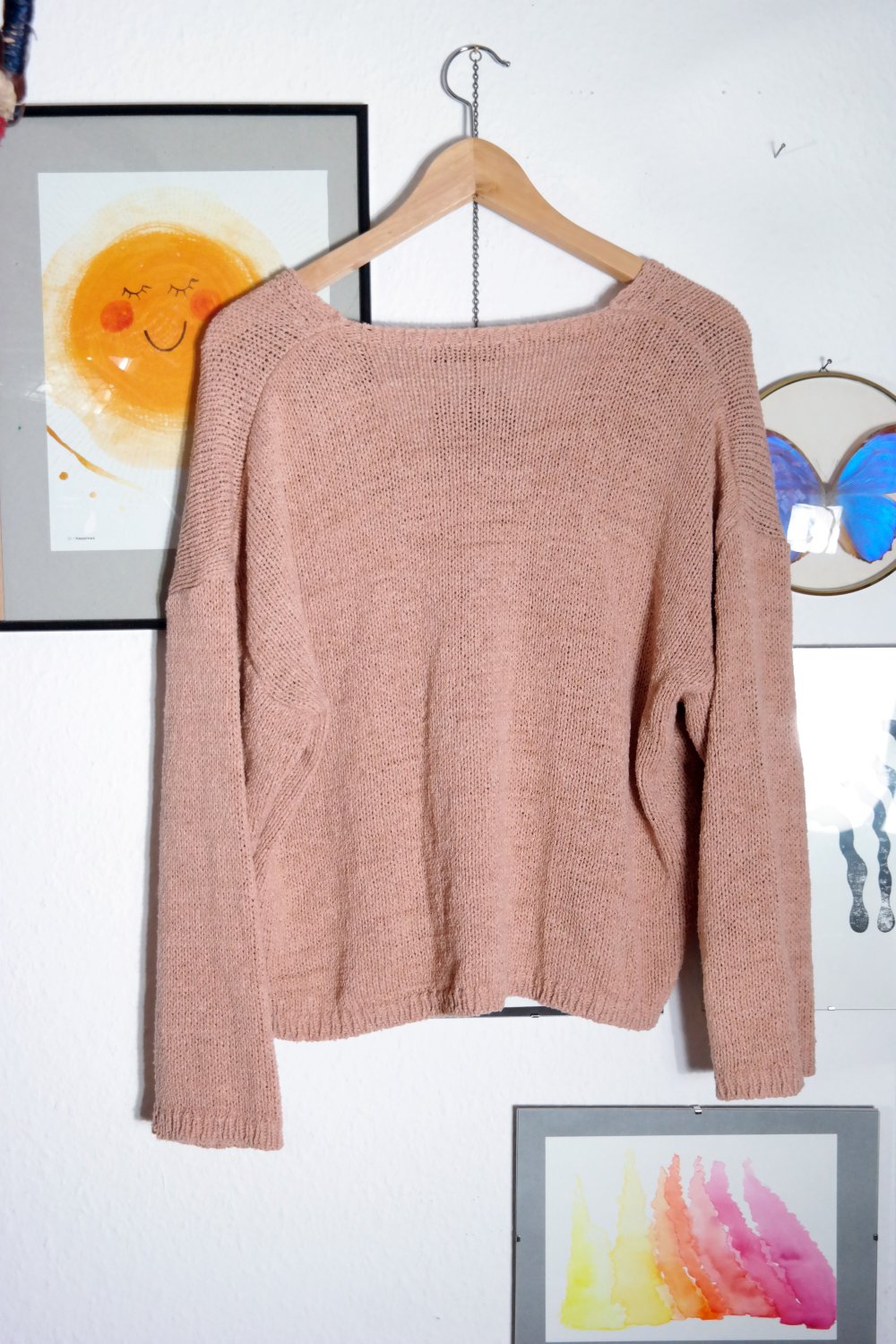 Zara Pullover Boucle rose oversized kastig boxy cropped M 38