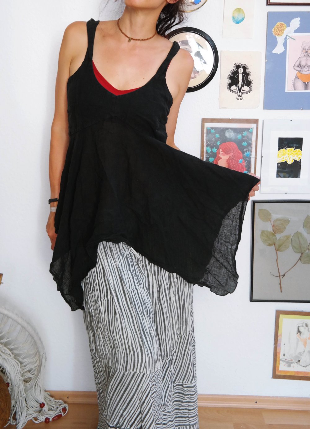 DW Shop Maxirock Hippie Ethno Fairtrade Baumwolle Streifen Stufenrock 38 M