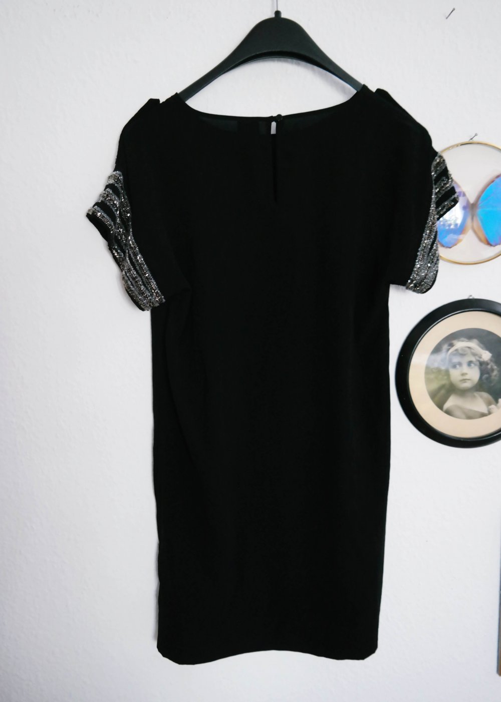 Vero Moda Tunika Minikleid schwarz Pailletten silber XS S M 34 36 38 oversized