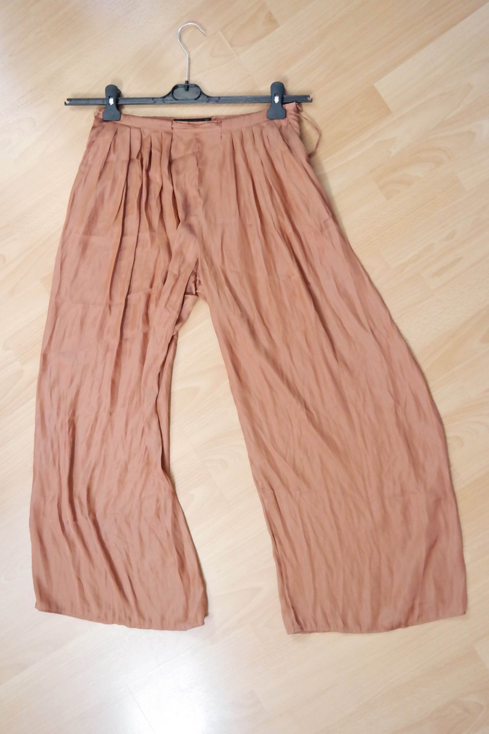 Zara Wide Leg Hose braun cognac Plissee fließend elegant Hosenrock M 38