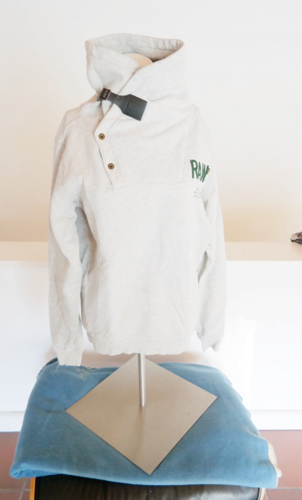 G-Star Raw Pullover Sweatshirt grau Kragen Faltkragen M Stehkragen