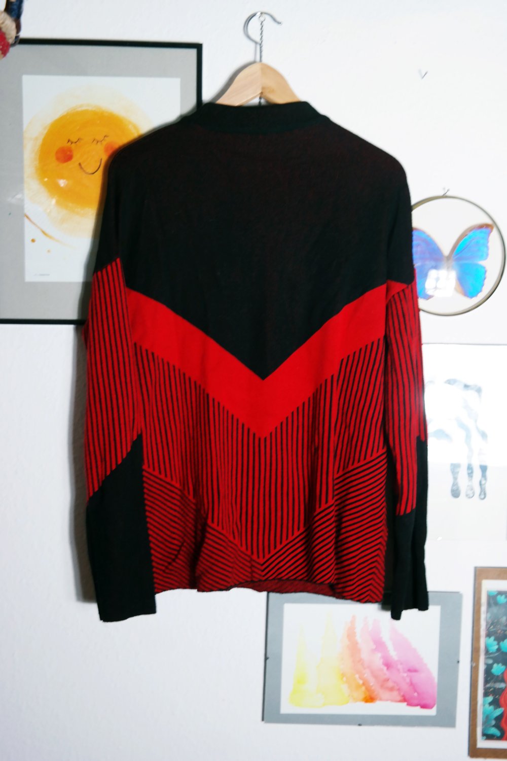 Laura Torelli Pullover rot schwarz Turtleneck kleiner Rollkragen L 42