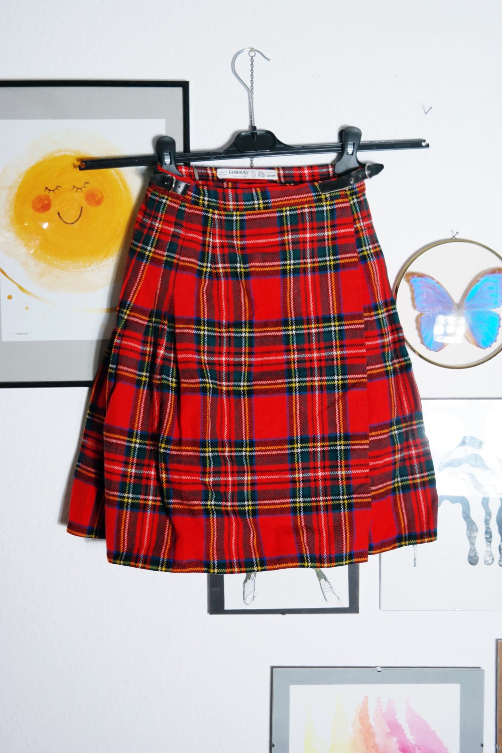 Original Schottenrock Kilt 100% Wolle kariert Gorray Made in England XS S 34 36