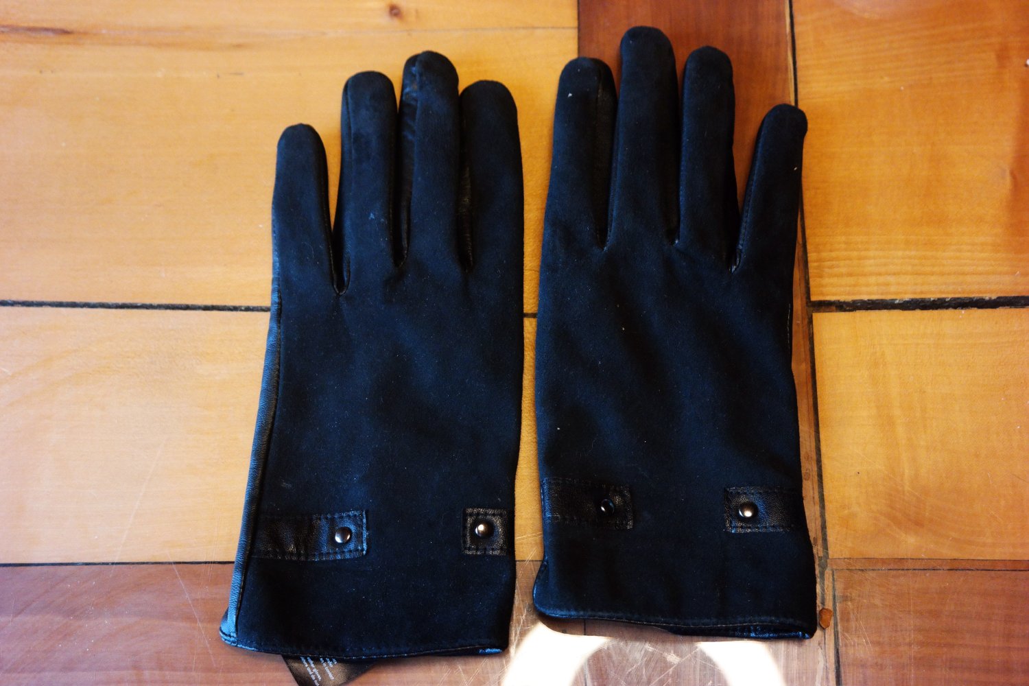 Lederhandschuhe Echtleder Handschuhe Schwarz Glattleder Größe 7,5