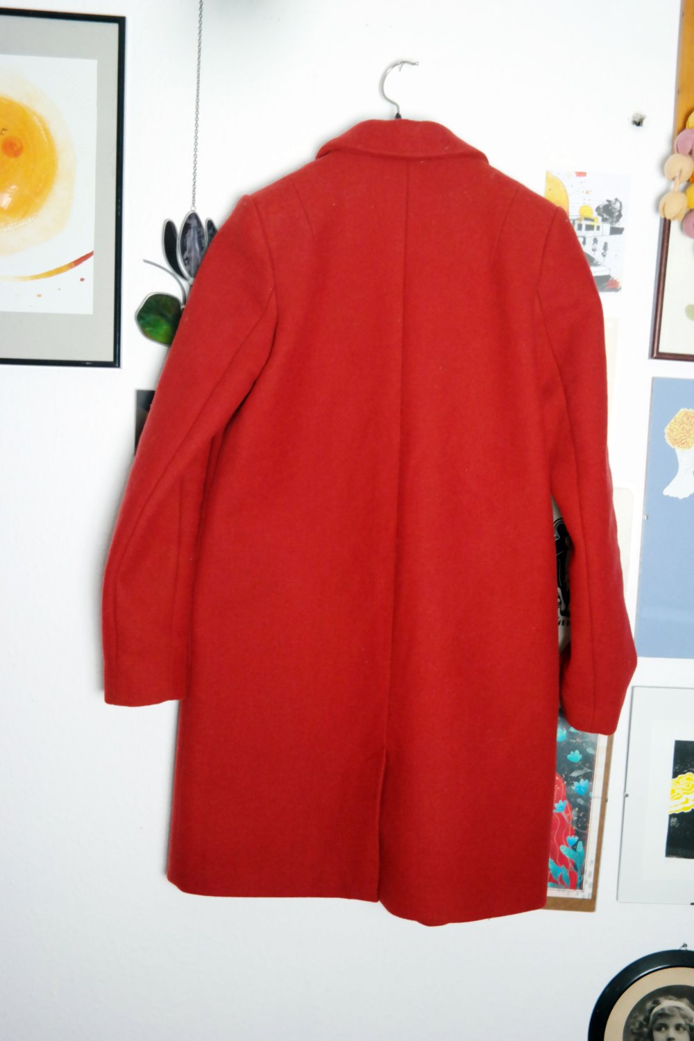 Zara Mantel Wolle Wollmantel rot Kurzmantel S 36 Winter Elegant dunkelrot