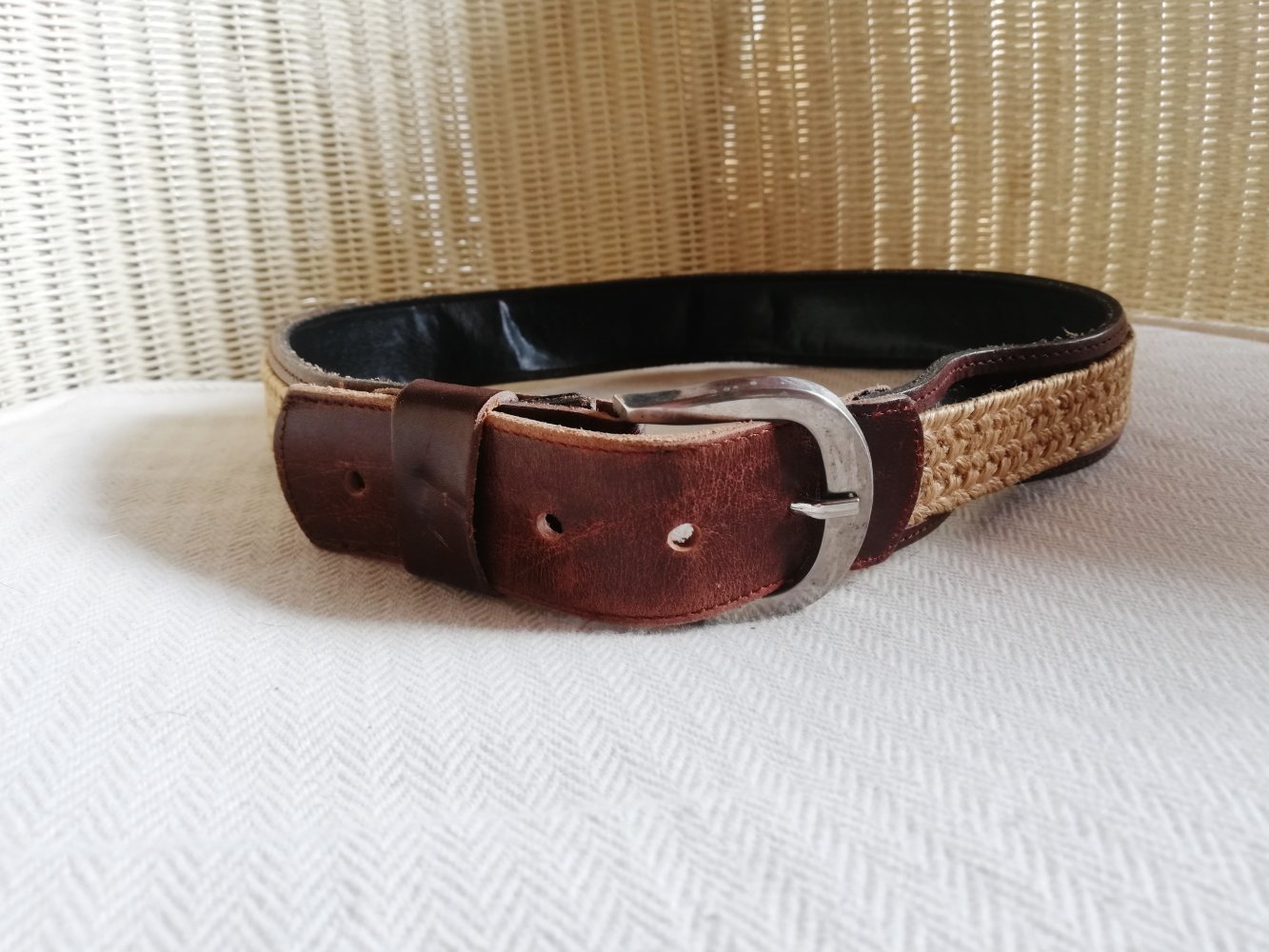 Vintage Echtleder Gürtel Ledergürtel Geflochten rotbraun rehbraun 78 cm