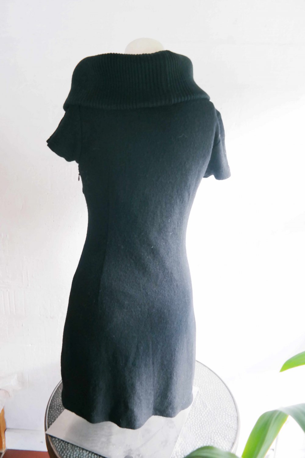 Street One Kleid Minikleid Wollkleid Wolle Riesenkragen Winterkleid 36 S schwarz