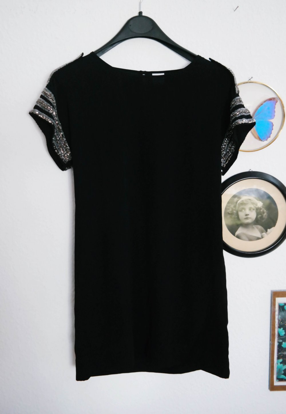 Vero Moda Tunika Minikleid schwarz Pailletten silber XS S M 34 36 38 oversized