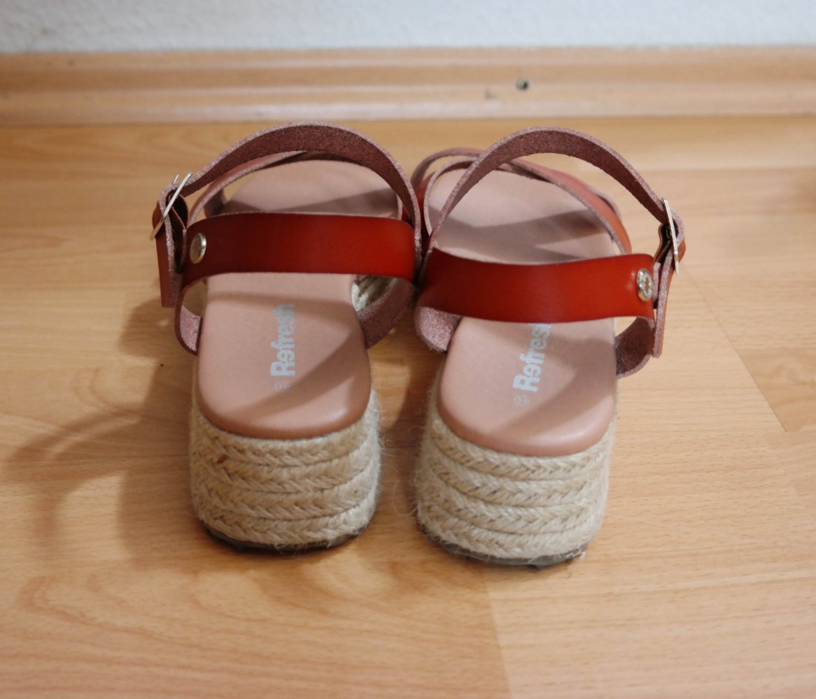 Refresh Sandalen Plateauschuhe braun Bast Hippie Ethno Öko Waldorf 40